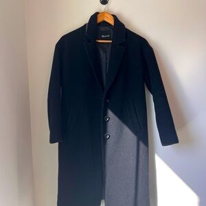 Madewell Black Long Wool Coat XXS